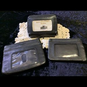 TRIO GENUINE BLACK LEATHER ZIP COIN PURSES